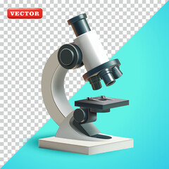Microscope, 3D vector. Suitable for science, chemistry, and education