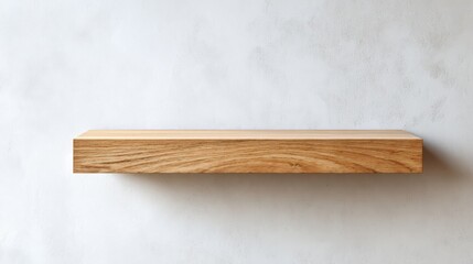 Minimalist Wooden Shelf Against Textured Wall: Display Mockup for Product Presentation and Interior Design