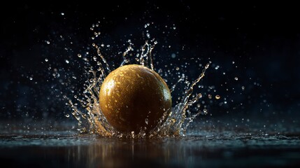 Golden sphere splashing