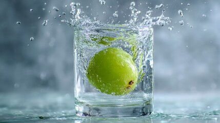 Green grape splashing water