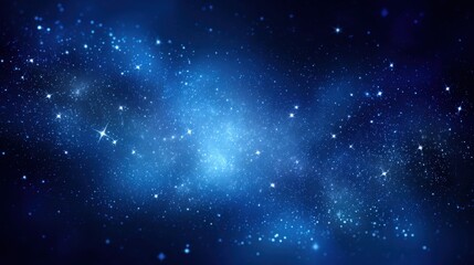 Fototapeta premium Deep Blue Starry Sky Galaxy with Nebula Clouds and Twinkling Stars, Cosmic Space