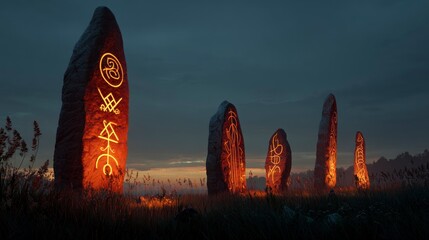 Illuminated ancient stones