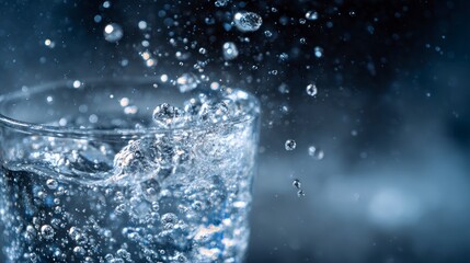 Water splashing into glass
