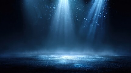 Obraz premium Abstract Blue Spotlight Background: Illuminated Stage with Smoke and Fog for Dramatic Effect