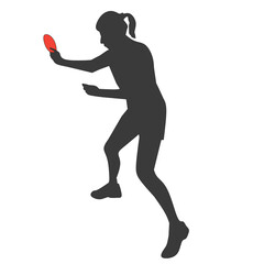 silhouette vector illustration of a female table tennis player