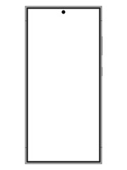Smartphone mockup displayed on a white background, suitable for showcasing mobile app interfaces, website designs, or digital product presentations.	