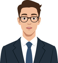 Man In Suit With Glasses Open Mouth Isolated Vector Art