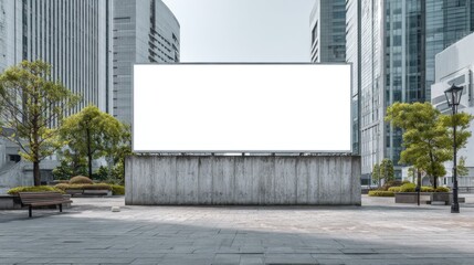 Obraz premium Billboard Mockup in Urban Setting for Advertising, Marketing Campaigns and Business Promotion, City Background