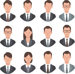 Minimalist Pixel Art Business People Icons Diverse Men Women Suits
