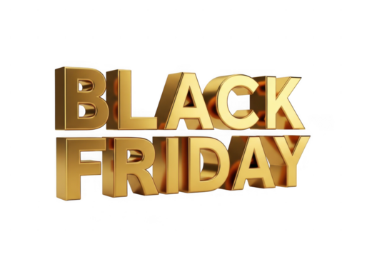 Golden black friday text isolated on transparent background for promotional marketing and sales campaigns. Golden black friday text - Powered by Adobe