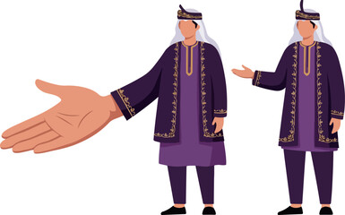 Obraz premium Pakistani Man Kalash Culture Flat Illustration White Background