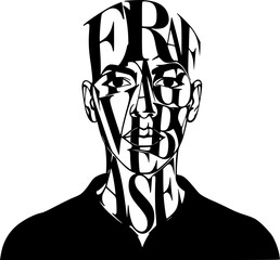 Expressive Typography Portrait Silhouette - Elongated Serif Vector