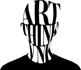 Expressive Typography Portrait Silhouette - Elongated Serif Vector