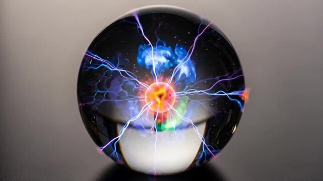 Captivating Plasma Ball Displaying Electrical Discharge and Scientific Wonder.