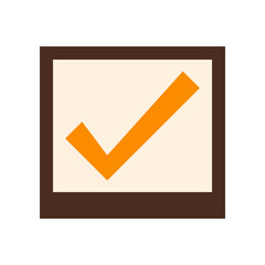 Orange Check Mark Icon in Checkbox – Approval or Confirmation Symbol
