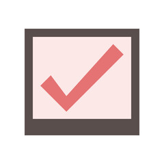 Pink Check Mark Icon in Checkbox – Approval or Confirmation Symbol