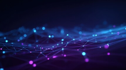 Fototapeta premium Abstract Technology Network with Glowing Nodes and Connection Lines, Perfect for High-Tech and Scientific Visualizations