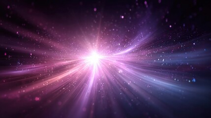 Naklejka premium Abstract Cosmic Burst of Light with Radiant Energy Streams and Nebulous Particle Cloud Background