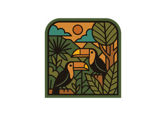 Rainforest Badge Illustration Vector Asset by AZ for UI/UX, Emblem, Patch, Logo, Print
