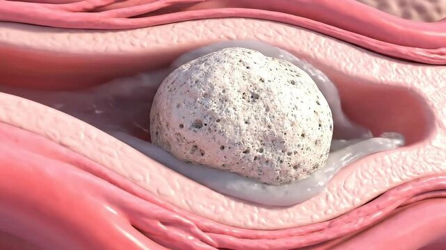 3D Render of a Uterine Fibroid Tumor Growth Inside the Uterus Medical Illustration Animation in Bright Ambient Lighting for