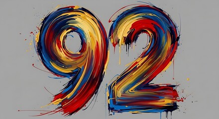 Vibrant Paint Brush Stroke Number 92 on a Grey Background: Artistic Expression, Dynamism, and Creativity