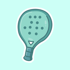 Cute Green Padel Racket Icon in Flat Pastel Style for Sport and Fitness Graphic Design Projects