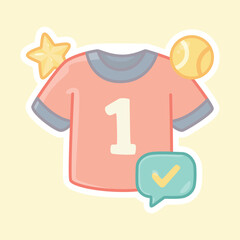 Padel Jersey with Number One Flat Pastel Icon Representing Team Victory and Sport Spirit