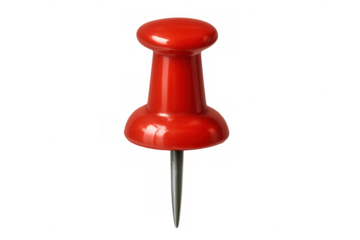 Red pushpin creating a marker or reminder, pinning importance, and organizing tasks on a transparent background