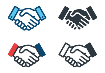 Handshake icons representing agreement, partnership, and business collaboration