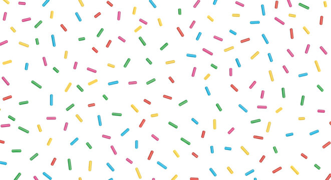 Colorful Candy Sprinkles Seamless Pattern Design on a White Background Surface View