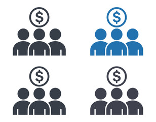 Icon set representing people and money, financial concept