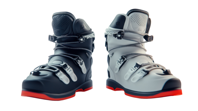 Pair of ski boots isolated on transparent background