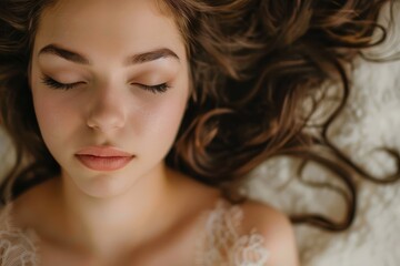 Glow revealing beauty within through serene expression and flowing hair