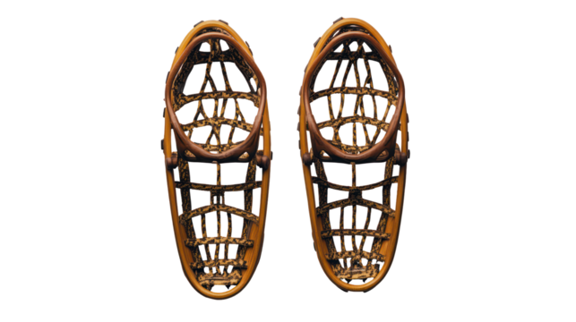 Pair of vintage snowshoes isolated on transparent background - Powered by Adobe