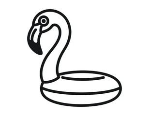Black and white outline of a flamingo pool float