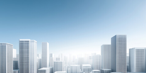 Obraz premium Modern business district skyline showcases clean architecture and expansive rooftop views under a bright sky