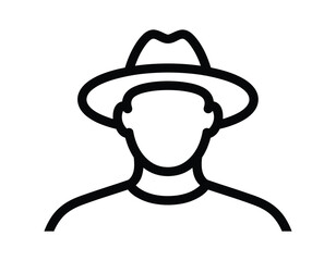 Silhouette of a person wearing a hat, representing a traveler or adventurer