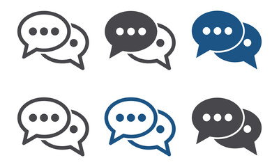 Set of chat bubble icons with three dots in different styles and colors