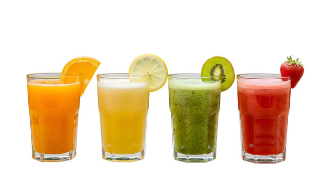 Fresh fruit juice drinks healthy lifestyle summer beverage on transparent background