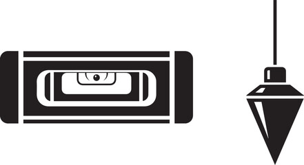 Minimalist Vector Icons of Spirit Level and Plumb Bob Tools