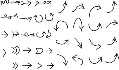 Hand Drawn Arrows Collection Directional Signs and Symbols Pointing and Indicating Movement Various Shapes