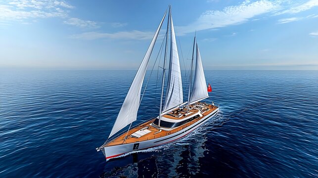 Sailing adventure on a luxurious yacht in calm waters seascape photography coastal environment aerial view