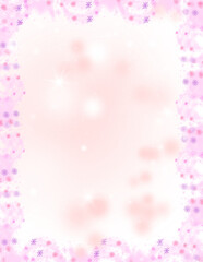 Crystal ice snowflakes frame border, Snowfall purple background with copy space for winter christmas template.