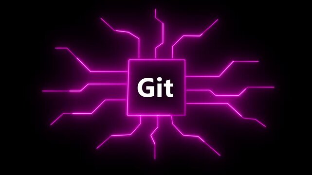 Git Central Processor Unit with Pink Neon Glow Animation on Dark Background Video