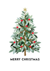 手描きの可愛いクリスマスツリーのイラスト