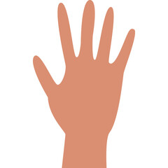 Hand illustration isolated on white background in a flat design style with a smooth texture depicting a human palm with five fingers extended upwards in a neutral flesh tone.