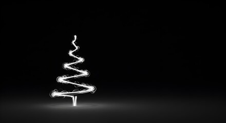 Abstract glowing christmas tree on dark background ideal for festive design