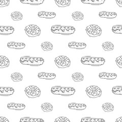 Hand Drawn Bread seamless pattern. Doodle Bakery pattern background