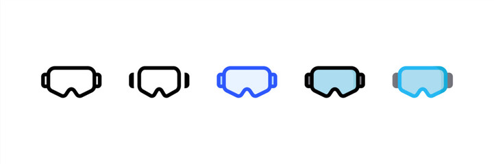 Ski Goggles icon set multiple style collection. Vector illustration.