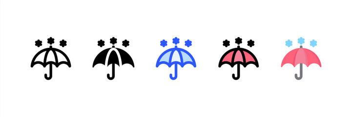 Obraz premium Umbrella icon set multiple style collection. Vector illustration.